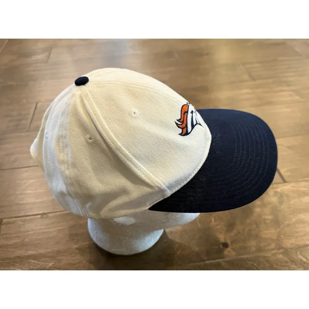 Vintage Nike Pro Line Authentic Mens Cream Navy Denver Broncos Snapback Hat Cap
